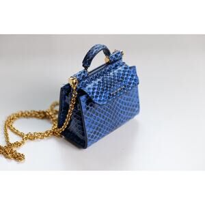 Dolce & Gabbana Blue Python Logo MICRO Crossbody Purse Bag RRP $1,300